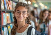 Plongeon dans les séjours linguistiques pour ados Adolescente dans une bibliothèque en angleterre
